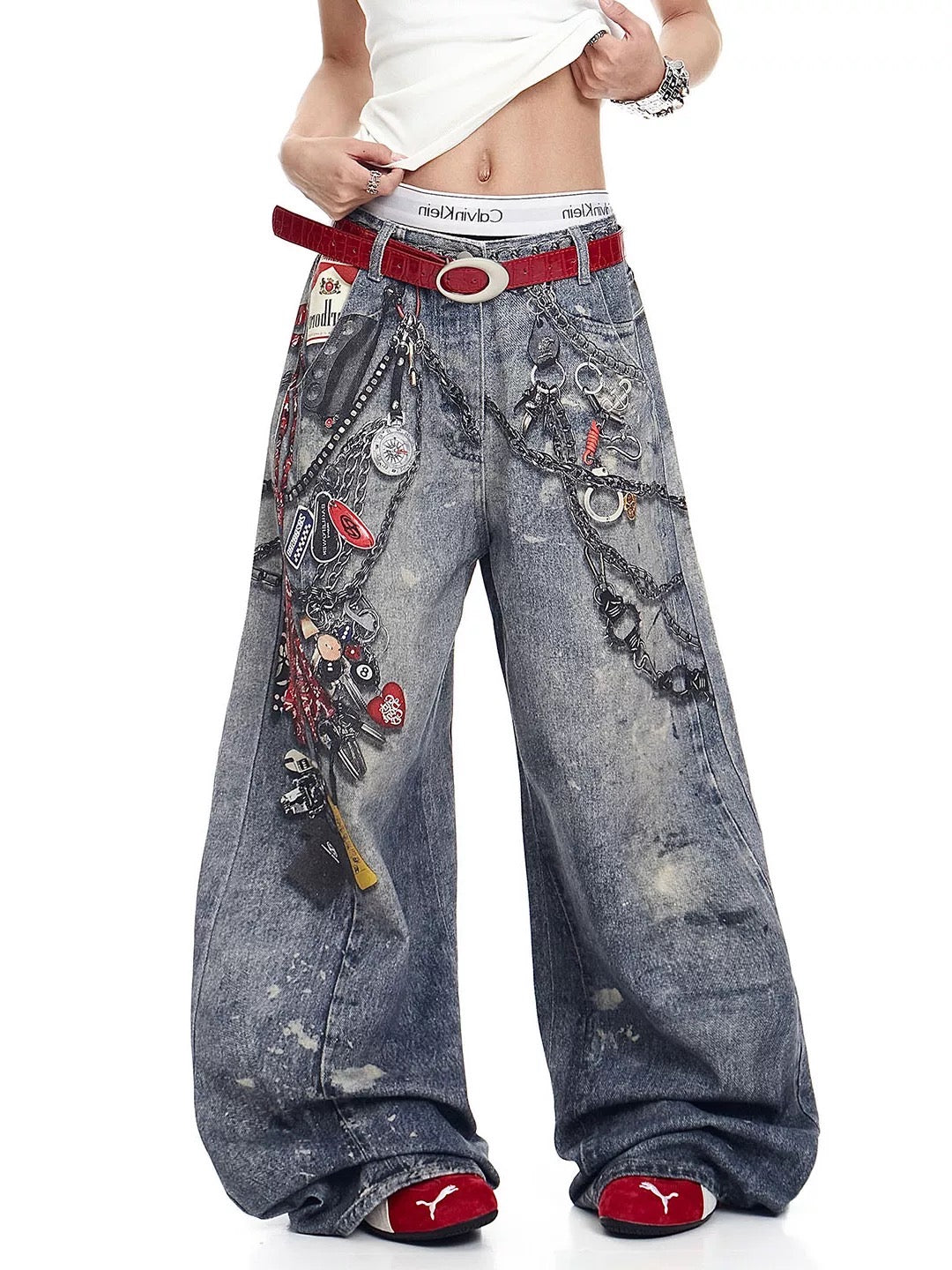 Graphic Chain Trompe-l'oeil Denim