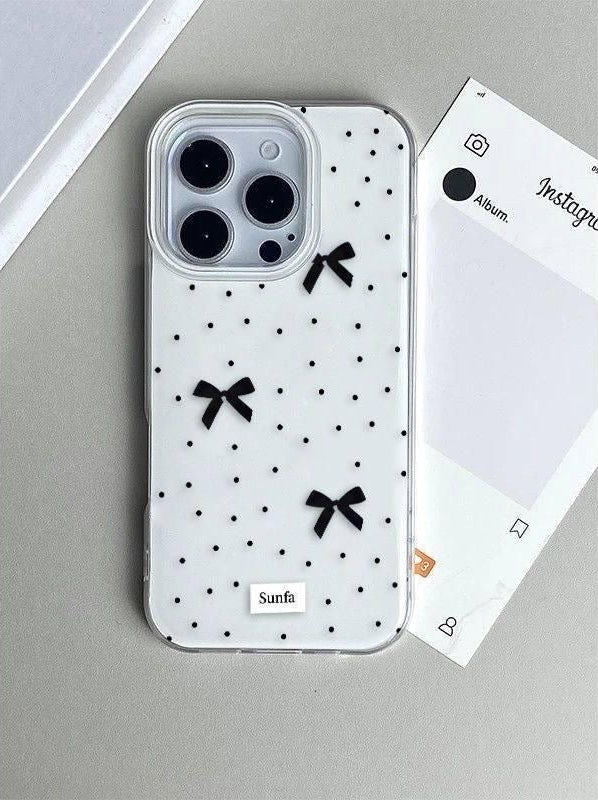 Polka Dot Ribbon Clear Case