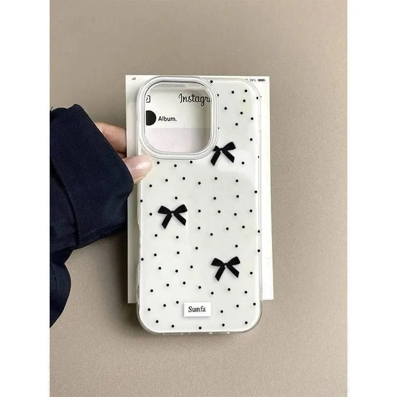 Polka Dot Ribbon Clear Case