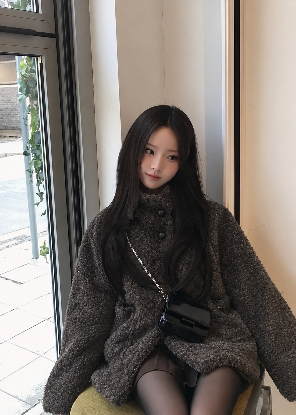 Velmia Bouclé High Neck Coat