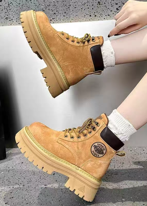 Suede Platform Lace-up Boots