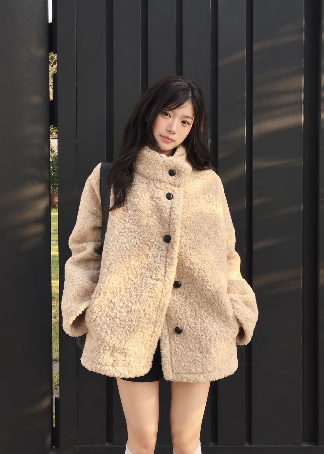 Velmia Bouclé High Neck Coat