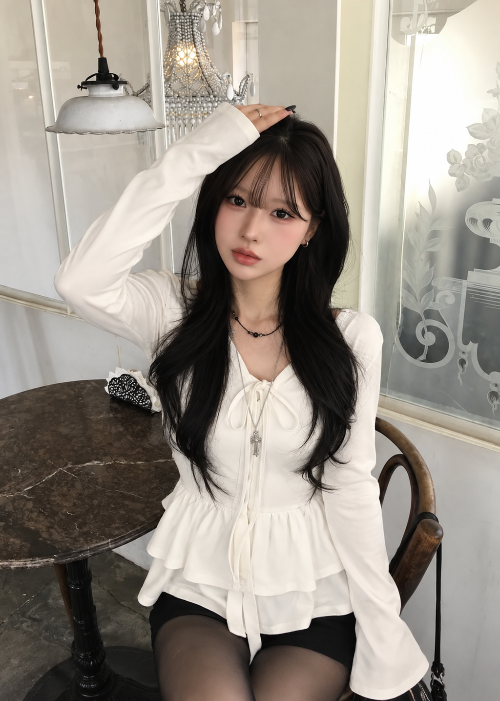 Velmira layered ribbon peplum top