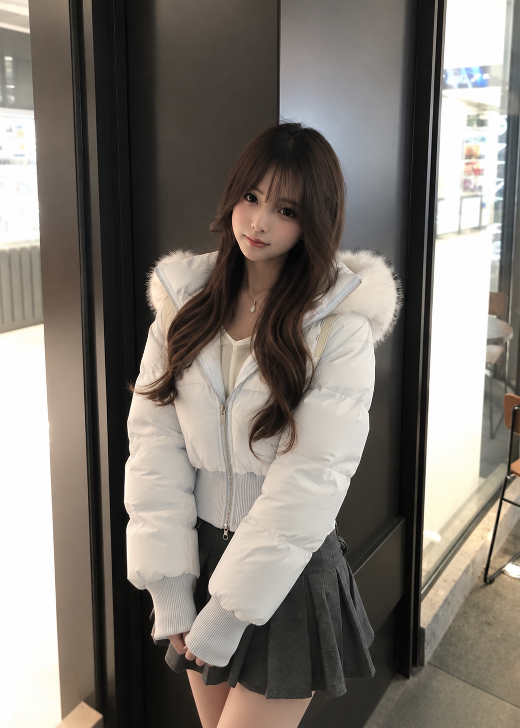 Velmora Fur Hood Short Puffer