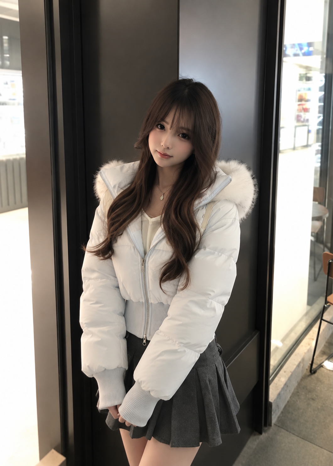 Velmora Fur Hood Short Puffer