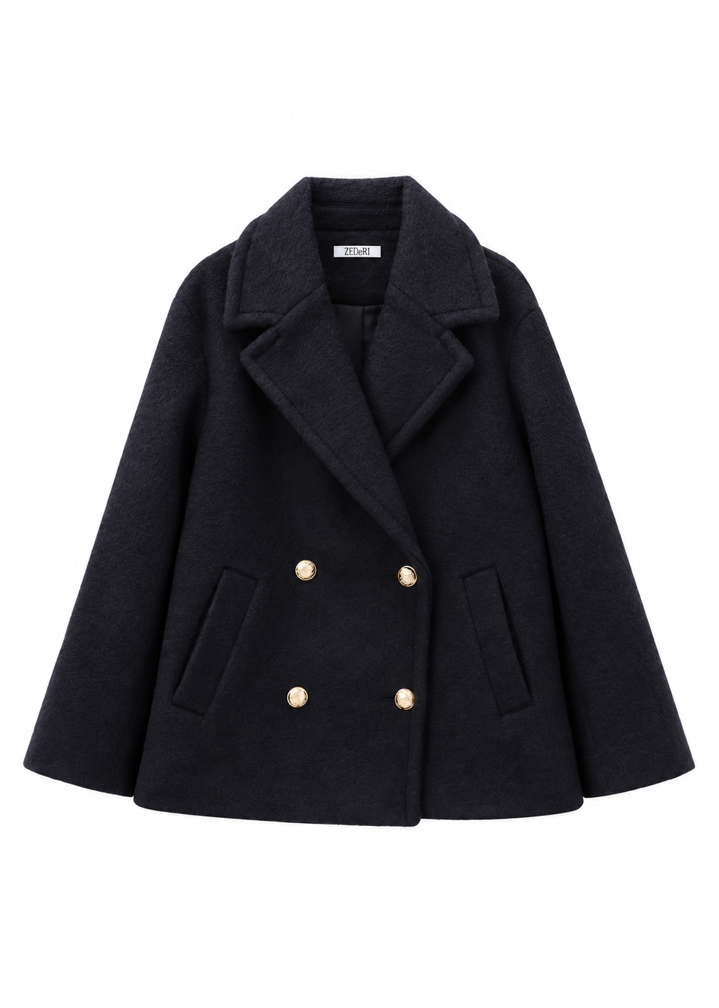 Velmira gold button pea coat