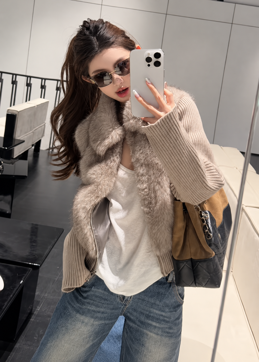 Velmira Fur Knit Jacket