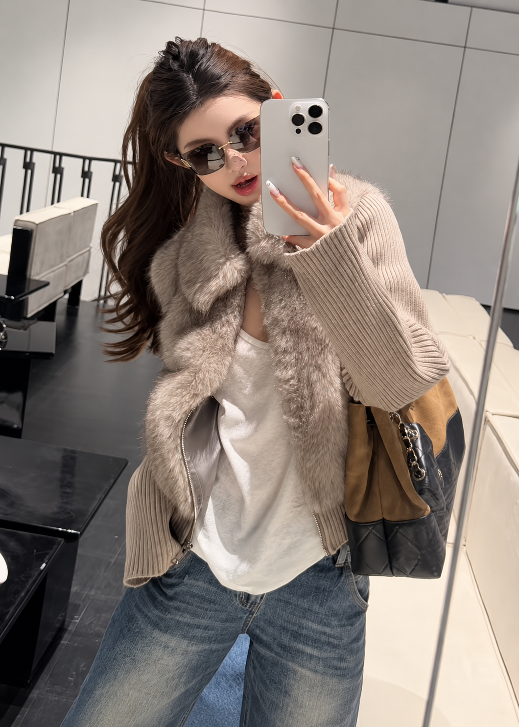 Velmira Fur Knit Jacket
