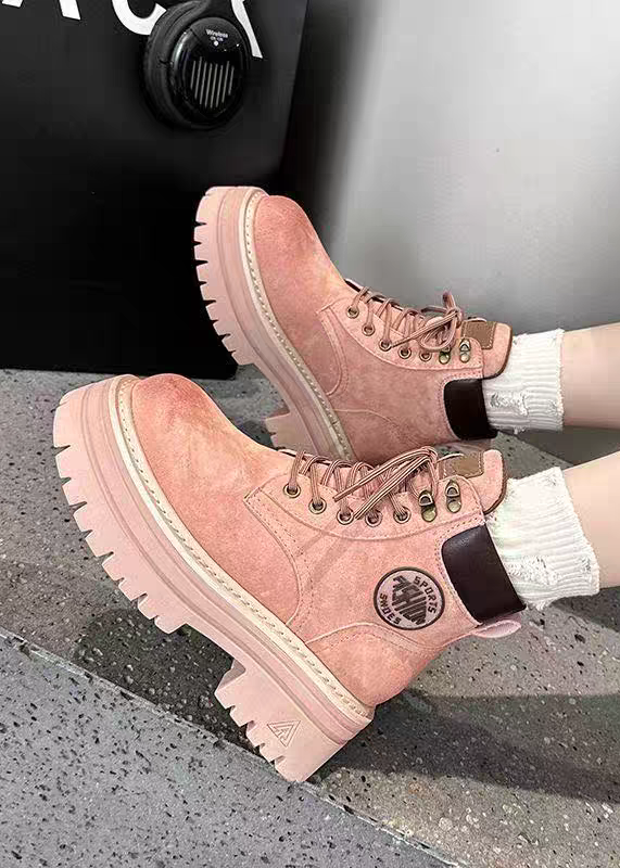 Suede Platform Lace-up Boots