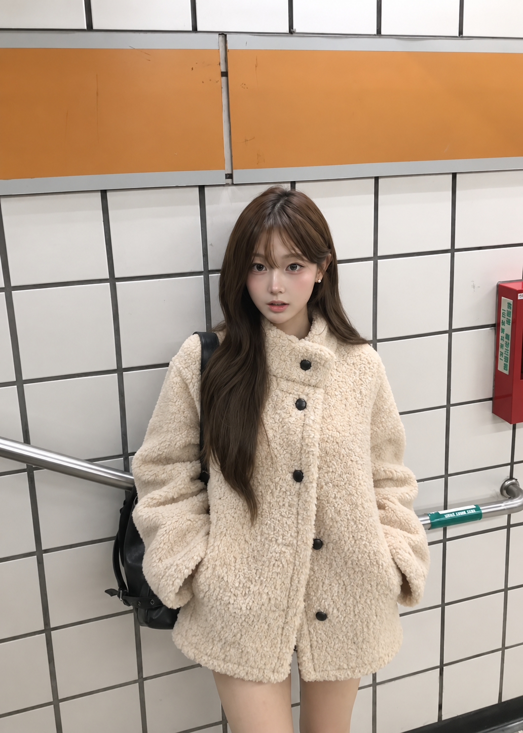 Velmia Bouclé High Neck Coat