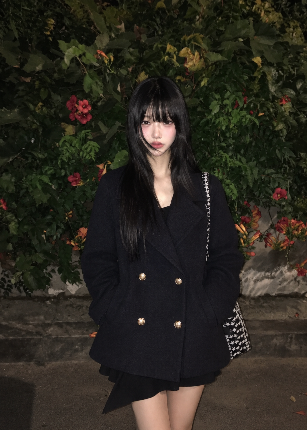 Velmira gold button pea coat
