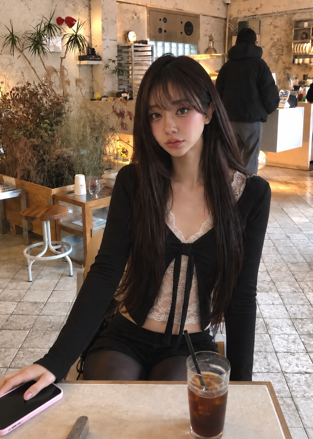 Vellune lace ribbon layered top