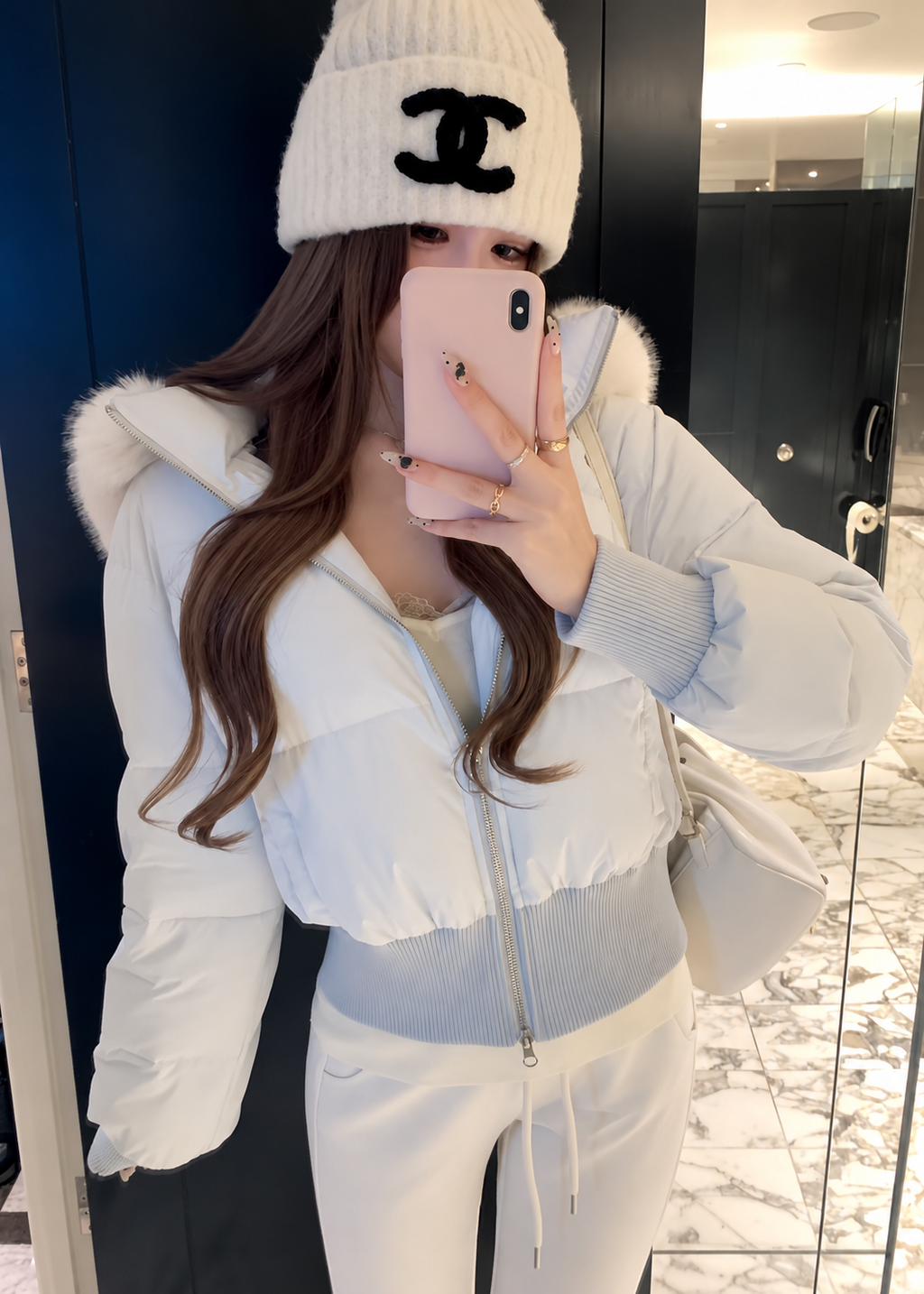 Velmora Fur Hood Short Puffer