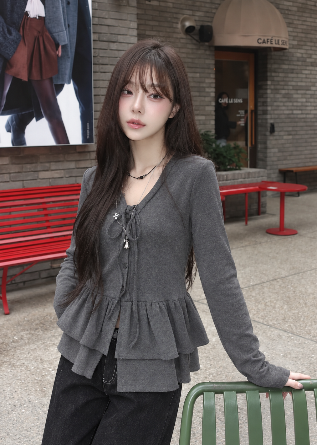 Velmira layered ribbon peplum top