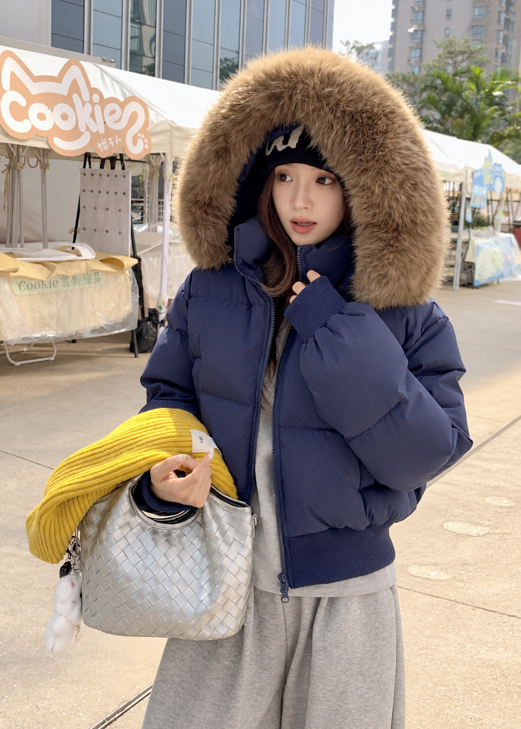 Velmora Fur Hood Short Puffer