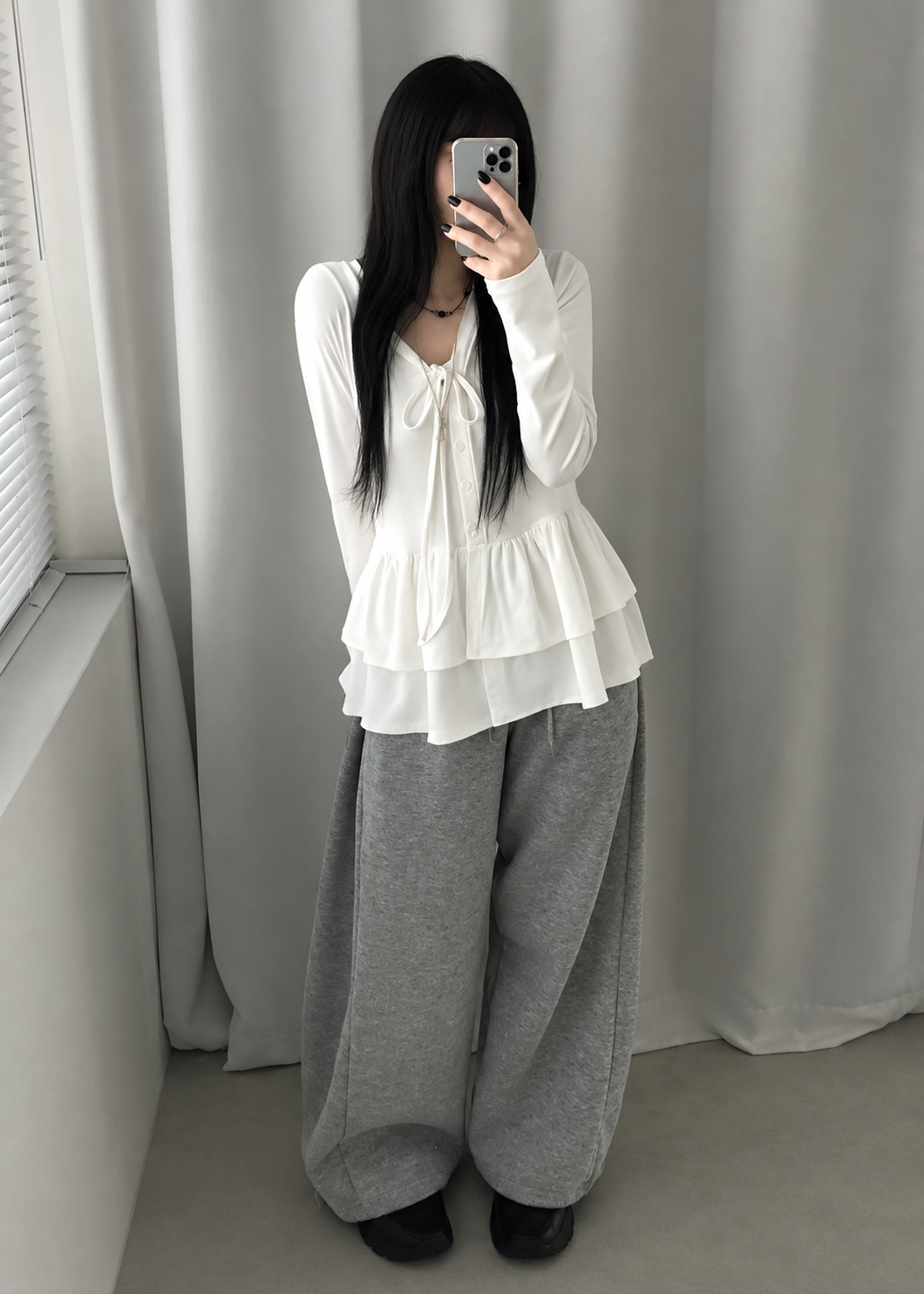 Velmira layered ribbon peplum top